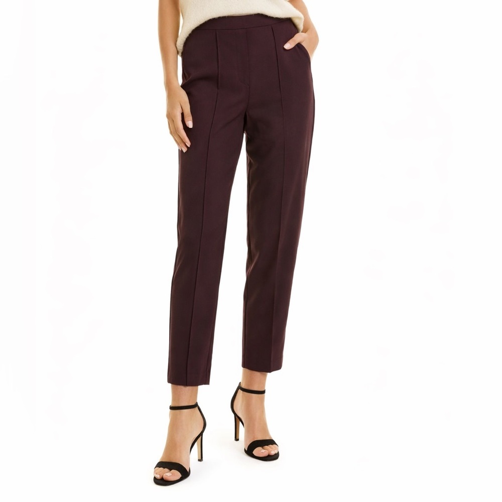 Rebecca Taylor Plum Pull On Ankle Pants Elastic Back Wool Blend Women’s Size 0